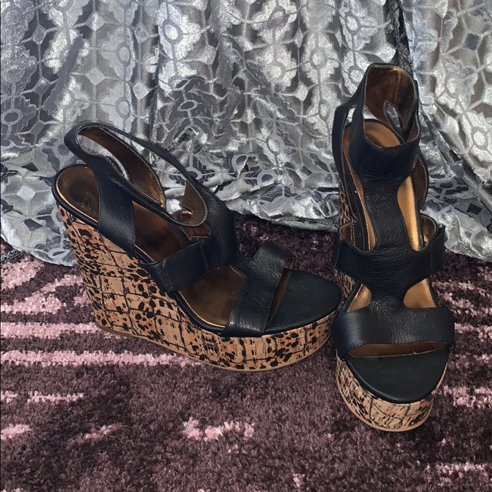 Nine West Super High Cork Wedges